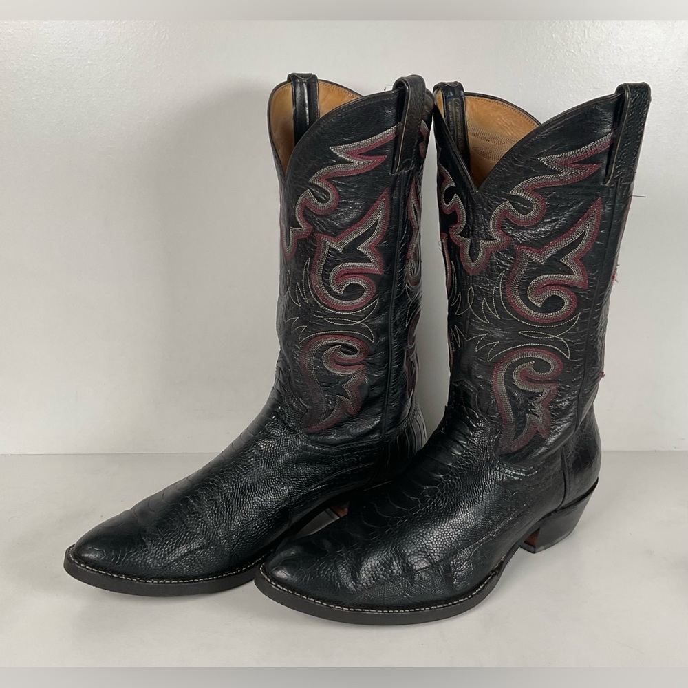 Vintage Panhandle Slim Ostrich Leg Cowboy Boots | Exotic | Black | Men’s 12 D